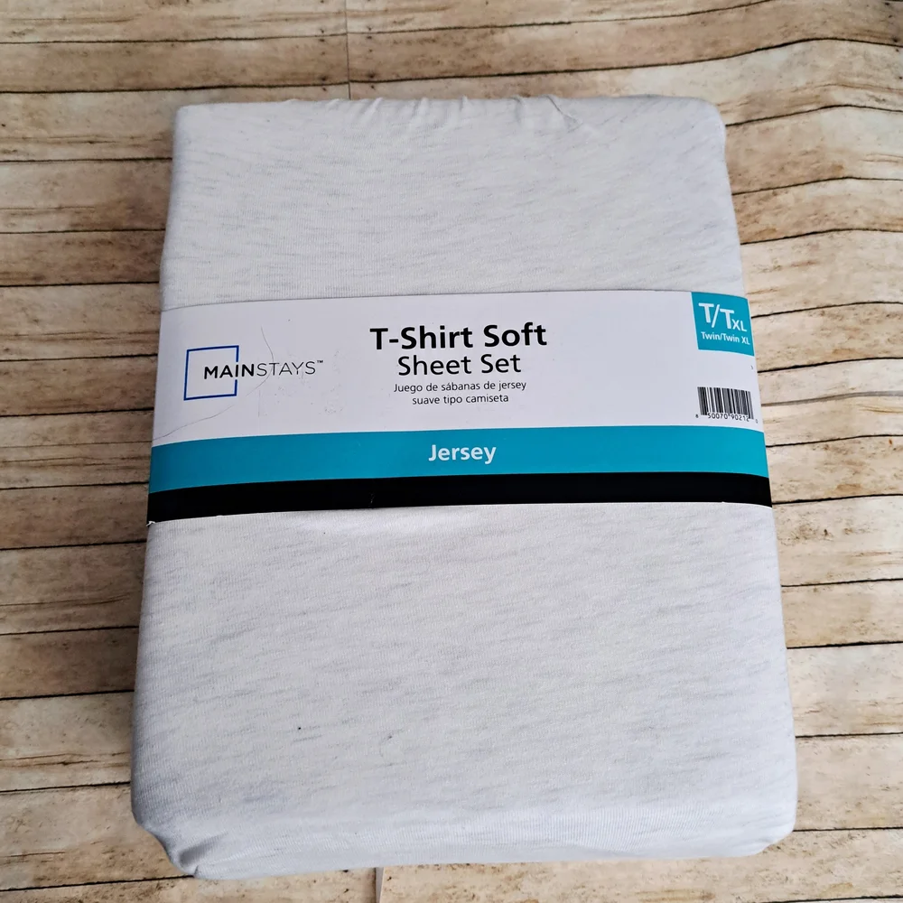 Mainstays White T-Shirt Soft Jersey Twin/Twin Xl Sheet Set